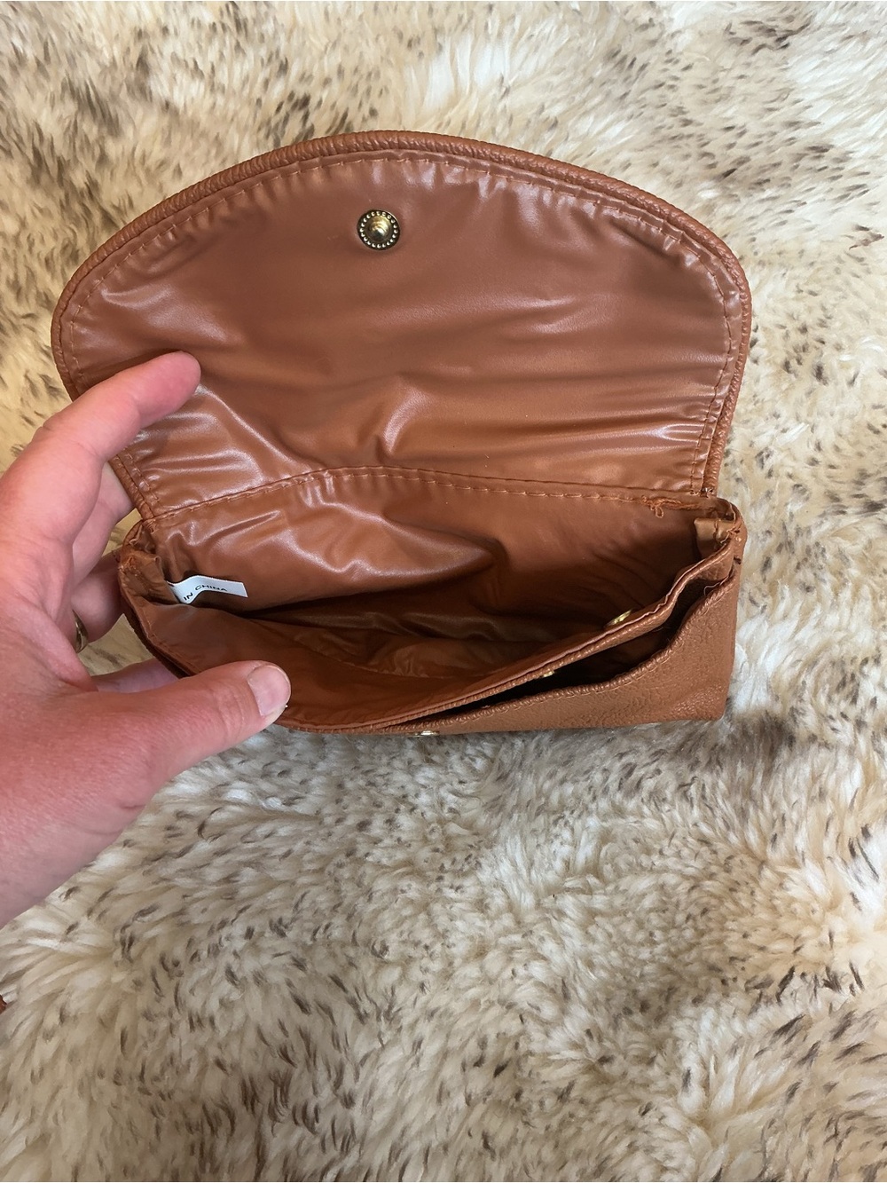 Leather Clutch Wallet in Brown with Paisley Flap - Picture 7 of 7